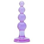 Lovehoney Beaded Butt Plug - 4 Inch Beginner Friendly Anal Plug - Flared Suction Cup Base with Graduated Beads - Waterproof - Purple