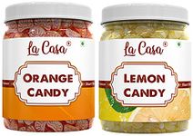 La Casa Orange and Lemon Candy | Combo Pack of 2 | Premium Khatti Mithi Toffee | 2 x 200g |