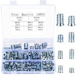 130 Pcs Hex Socket Screw-in Nuts Kit, M6 M8 M10 Threaded Insert Nuts, Furniture Hex Socket Screw Inserts, Assorted Threaded Inserts Assortment Kit for Wood Furniture