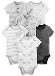 Simple Joys by Carter's Baby Boys' 6-Pack Short-Sleeve Bodysuit, Black/White, 0-3 Months