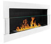 Bio Ethanol Fire BioFire Fireplace Modern 1200 x 400 White with glass Wall - Mounted Alcohol Fireplace