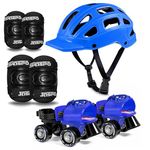 Jaspo Junior Marshal Trainers Adjustable Roller Skates Combo (Skates + Helmet + Knee & Elbow Guards) - Upto 5 Years | Academy & School Level Skating (Junior-Blue)