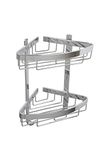 Croydex Large Two Tier Corner Basket, Chrome - Bathroom Storage, Shower Caddy, Bathroom Accessory with Screw to Wall Fixings, Wall Plugs and Screws Included, Rust-Free, 5kg Load, Hooks for Hanging