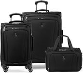 Travelpro Runway 3 Piece Luggage Set, Carry on UnderSeat Soft Tote, with Wheels & Convertible Medium to Large Check-in Expandable, 4 Spinner Wheels, Softside Suitcase, Black (420223B01)