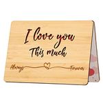 Pandasch Wood Anniversary Card, Romantic Birthday Card for Husband Wife, I Love You This Much Anniversary Cards for Boyfriend Girlfriend Her Him, Best Wedding Anniversary Card Gifts