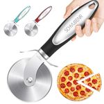 SCHVUBENR Premium Pizza Cutter Wheel - Stainless Steel Sharp Pizza Slicer - Easy to Cut & Clean - Handle Large & Small Pizza - Dishwasher Safe - Black