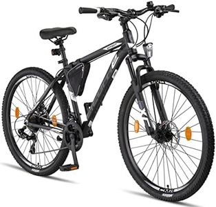 Licorne Bike Vélo VTT haut de gamme, pour filles, garçons, hommes et femmes, avec dérailleur Shimano à 21 vitesses, Garçon, Noir/blanc (2 freins à disque)., 27.5 inches