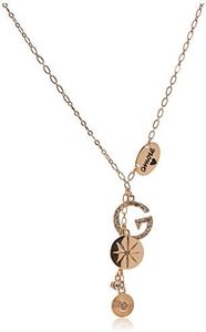 GUESS womens "Basic" Gold Pave G Linear Y-Shaped Necklace, 16" + 2" Extender, One Size, Alloy Steel