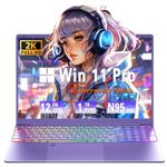 【Win 11 Pro/MS Office 2019】 16" Purple Laptop, 12th Gen Alder Lake Quad Core N95 CPU, 12GB LPDDR5, 1TB NVMe SSD, 2K FHD IPS, Color Backlit KB, Fingerprint Unlock/HDMI/Enhanced Performance(12+1T)