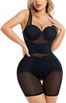 Ursexyly Mesh Shapewear for Women Seamless Bodysuits Tummy Control Full Body Shaper Mid Thigh Bodycon Jumpsuit Tops with Bra (Black, Medium)