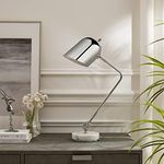 Inspired Home Craig Table Lamp with Marble Stone Base and Sturdy Metal Frame, Chrome