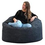 Bean Bag Chair 39.3 in (100 cm) – Corduroy – Made in France – Soft and Comfortable, Generously Stuffed – Giant & Fluffy Bean Bag Sofa for Adults and Children (Blue)