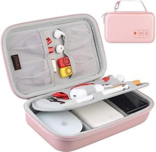 Hard Electronic Organizer Travel Case Electronics Accessories Cable Gadget Wire Storage Bag Double Layer Shockproof Box for Charger, Cord, Flash Drive, Apple Pencil, Power Bank, Rose Gold