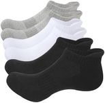 WEARPEER 6 Pairs Ankle Socks for Men & Women Non- Slip Breathable Athletic Running Socks Sports no Show Socks Low Cut Socks Men- 6 Pairs Black White Gray Small