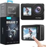 AKASO Brave 7 Action Camera, IPX8 Waterproof Underwater Camera Native 4K 20MP WiFi Cam with Touch Screen EIS 2.0 Zoom Support External Mic Voice Control Vlog Camera