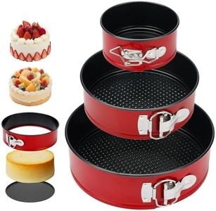AGIgear Springform Cake Pan Set,Non-Stick Springform Pans Set of 3(4, 7, 9 inches),Leak-Proof Round Cake Pans with Removable Bottom for Baking Cake Pie Pizza and Quiches (Red3)