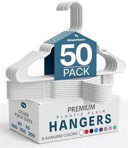 Utopia Home Clothes Hangers 50 Pack - Plastic Hangers Space Saving - Durable Coat Hanger with Shoulder Grooves (White)