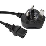 ShaniTech UK Plug to IEC C13 2M Mains Power Cable for TV, Samsung, Panasonic, Sony, Kettle, PC, Monitor & printer Lead Cord