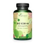 Vegavero Organic Ashwagandha KSM 66 | 600 mg Ashwagandha Root Extract | 90 Capsules | 5% Withanolides | with VIT C & Zinc | Lab-Tested | NO Additives | Vegan