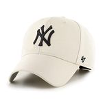 47 MLB New York Yankees MVP Unisex Baseball Cap : Adjustable Hook & Loop Strap : Black Logo : Colour Natural