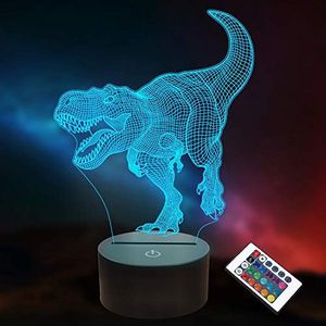 Dinosaur Toys, 3D T-Rex Night Light with Remote & Smart Touch + Timer + 16 Colors Changing Dimmable Dino 3D Lamp Gifts for Boys Kids Age 2 3 4 5 6+ Year Old Boy