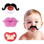 Baby Funny Pacifier Cute Kissable Mustache Pacifier For Babies and Toddlers Unisex - BPA Free Latex Free made With Silicone -Pack of 3 for o-6 months baby