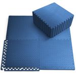 KAYMAN Gym Floor Nonslip Mats, Interlocking, EVA Foam Exercise Floor Tiles for Home Workout, Studio, Weights, Exercise and Yoga (Blue, 8 Pack)