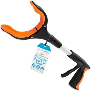 BirdRock Home Short Grabber Pick Up Tool | 19 Inch | Light Weight Aluminum Design | Reaching Aid | Articulating Rubber Head | Rubber Grip