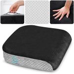 Extra Large Seat Cushion - Memory Foam for Office Chair, Wheelchair Cushions, Floor Pillow | Cushion Back Pain Coccyx Pain Relief | Plush Velvet Cover with Carry Handle - 19” X 17” X 3”