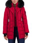 Nautica Women's 3/4 Heavyweight Mist Puffer Jacket Red, Small