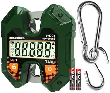 GRAM PRES Digital Hanging Scale 660LB/300KG,Handheld Mini Crane Scale,Deer Hunting Scales,Digital Luggage Scale with Hooks for Farm，Fishing, Fish, Meat，Game,Outdoor.