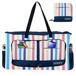 COVVY Beach Bag, Extra Large Women Tote Bag with Zipper Closure, Waterproof Phone Case,Bottle Opener, Multiple Pockets, Water Resistant Sandproof Foldable Lightweight Shoulder Bag for Vacation,Travel
