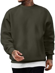 JMIERR Men's Essential Sweatshirt Crewneck Pullover Sweatshirt Men Fall Winter Long Sleeve Midweight Casual Oversized Tops, 4X-Large, Green