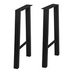 Steel Table Legs, 28''Height 24''Wide Dining Table Legs, Heavy Duty 1.96" Width Box Section Square Table Legs, 28 x 24 Inch Black Color Industrial Country Style Metal Dining Legs