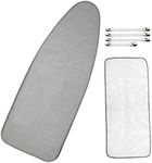 Extra-Wide Ironing Board Cover and Pad Replacement with Scorch and Stain Resistant Thick Padding and Elasticized Edge 18" x 49" Ironing Board Covers 4 Fasteners and 1 Protective Scorch Mesh Cloth