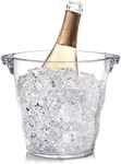 Dicunoy Ice Bucket, 4 Liter Plastic Champagne Bucket Chiller, Thick Clear Beverage Tubs with Handle, Thick Wine Cooler Bucket for Bar, Home, Parties, for Wine or Champagne Bottles