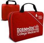 DormDoc College First Aid Kit – Compact Emergency Medical Kit for Dorm Rooms, School, Sports – with Bandages, OTC Medicines for Relief, Gauze, Quick Care Set – Portable Health Kit - 175 PCS, Red