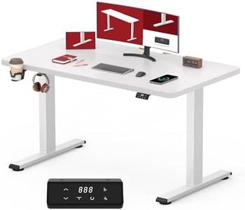 SANODESK QS1 Bureau Assis Debout Électrique 110x60 cm Plateau Complet, Bureau Debout Réglable en Hauteur, Panneau Clavier Contrôle à Fonctions Mémoires, Fonction de Rappel de Sédentarité, Blanc