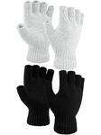 COORABY 2 Pairs Thickened Cashmere Warm Half Finger Gloves Winter Knitted Fingerless Gloves for Men and Women