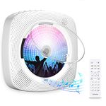 Gueray CD Player Wall Mountable Bluetooth Built-in HiFi Speakers with Cover & LED Screen Display Home Audio FM Radio USB MP3 Music Player 3.5mm AUX Jack & Remote Control