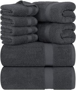 Utopia Towels Premium 8 Piece Towel Set - 2 Bath Towels, 2 Hand Towels and 4 Washcloths Cotton Hotel Quality Super Soft and Highly Absorbent (Grey)