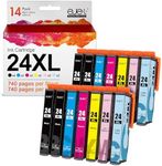 ejet Ink Compatible Ink Cartridges Replacement for Epson 24 24XL for Expression Photo XP-55 XP-950 XP-860 XP-960 XP-750 XP-760 XP-850 (Black Cyan Magenta Yellow LC LM, 14-Pack)