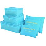 WOWTOY 6PCS Packing Cubes for Travel Luggage Organiser Bag Compression Pouches Clothes Suitcase, Packing Organizers Storage Bags for Travel Accessories, Light Blue