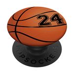 Basketball Jersey Number #24 Twenty Four No 24 Game Ball PopSockets PopGrip: Swappable Grip for Phones & Tablets