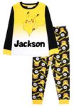 Pokemon - Personalised Long Sleeve Pyjamas - 100% Cotton, Soft & Warm Winter PJs for Boys & Girls - Pikachu Design 7/8 Years Black/Yellow