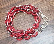 Tia Premium Purse Shoulder Bag Chain Strap Handle, Handbag Purse Chain Replacement, Purse, Clutch Making, Replacement, Decoration & DIY (Acrylic Red & Golden Chain with Premium Hook-110Cm, 1 Pc)