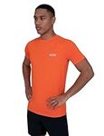 TCA Men's Stamina Short Sleeve Lightweight Running T-Shirt with Zip Pocket - Red Orange, M