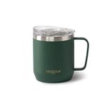 VAHDAM, Stainless Steel Coffee Mug with Handle (300ml) - Green | Vacuum Insulated, Double Wall, Sweat-Proof Mug with Slider Lid for Hot and Cold Drinks | Coffee/Tea Mug