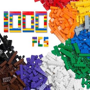 1000 Piece Building Bricks Set- 10 Classic Colors Guaranteed Tight Fit, Compatible with All Major Brands