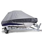 Comcaver Waterproof Weatherproof T-Top Boat Cover, 600D Heavy Duty Hard Top Cover with Windproof Adjustable Straps, Fits 22 to 24ft Long, Beam Width up to 106" Center Console Boat, Grey